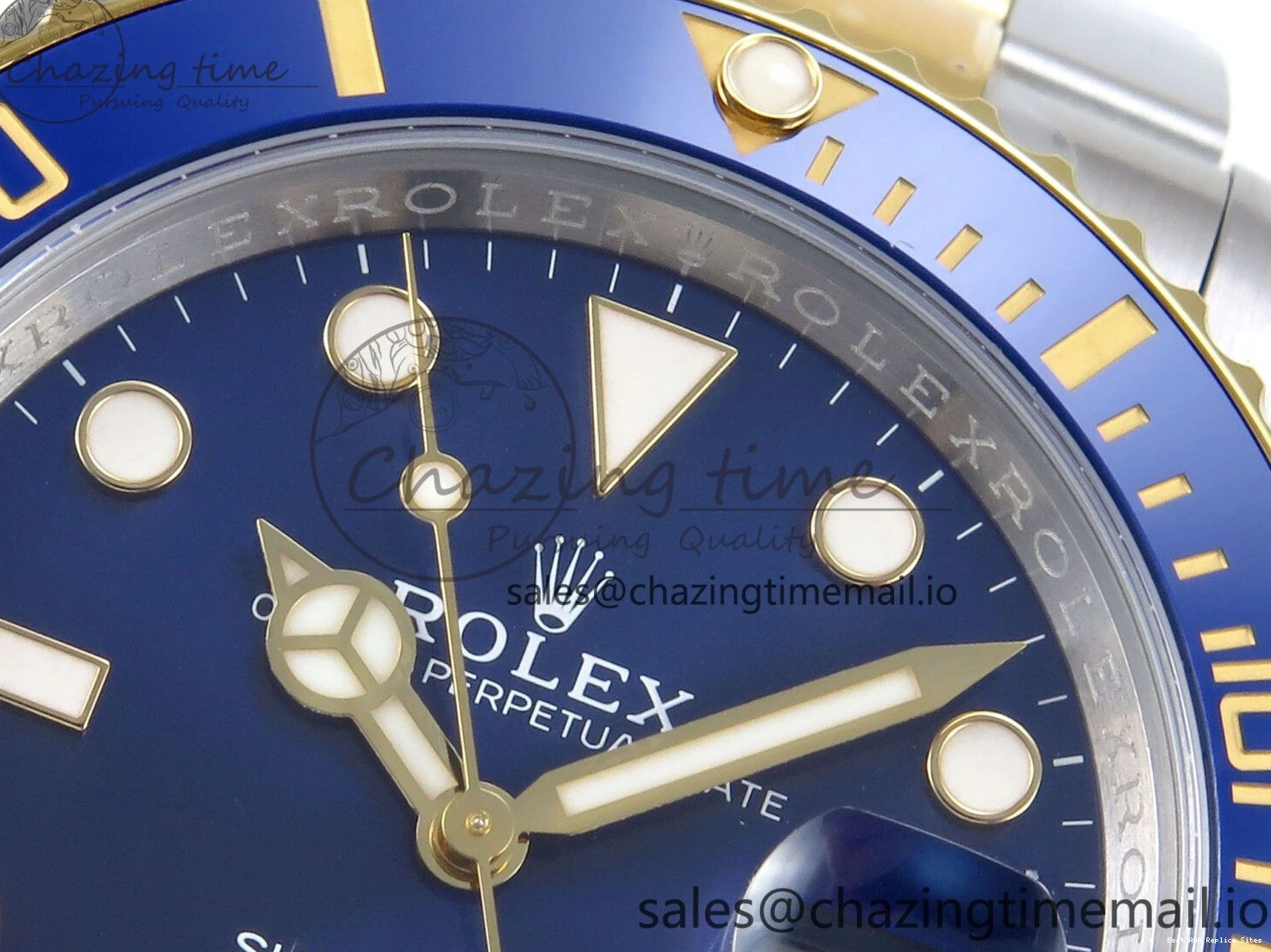 Best AAA Replica Sites Submariner YG Steel Bracelet 374 904L Dial 1:1 on Best Oyster Blue SH SS Edition Seasonal ARF SS YG 126613LB 0115